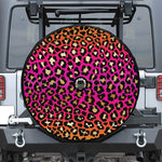 Orange And Purple Leopard Print Tire Cover With Camera Hole