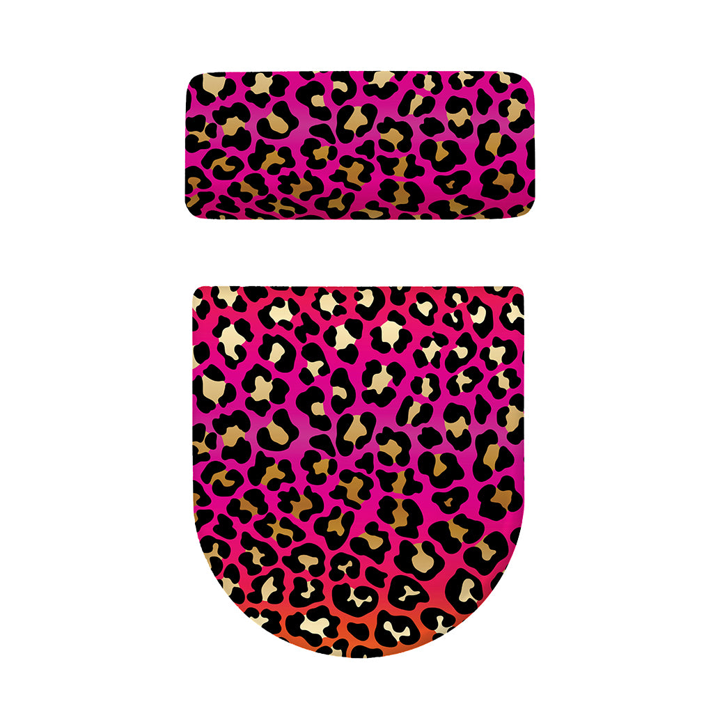 Orange And Purple Leopard Print Toilet Lid And Tank Cover Set
