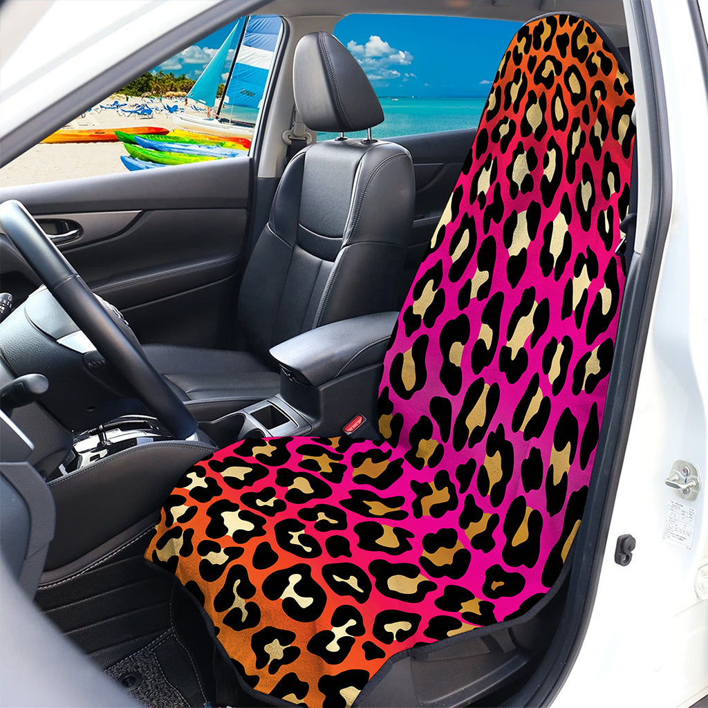 Orange And Purple Leopard Print Waterproof Car Seat Cover