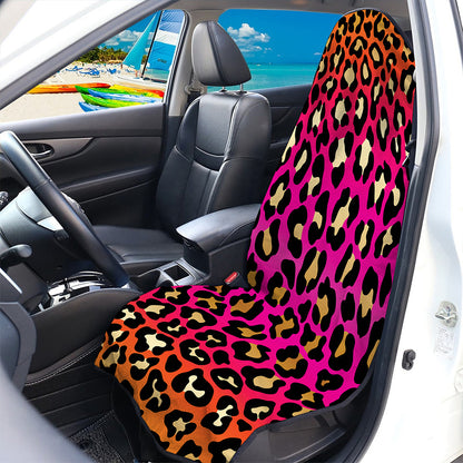 Orange And Purple Leopard Print Waterproof Car Seat Cover