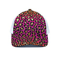 Orange And Purple Leopard Print White Mesh Trucker Hat