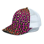 Orange And Purple Leopard Print White Mesh Trucker Cap