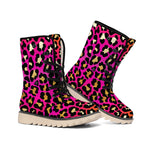 Orange And Purple Leopard Print Winter Boots