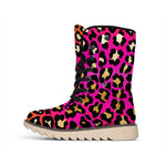 Orange And Purple Leopard Print Winter Boots