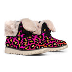 Orange And Purple Leopard Print Winter Boots