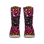 Orange And Purple Leopard Print Winter Boots