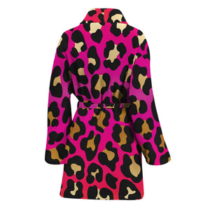 Orange And Purple Leopard Print Women's Bathrobe