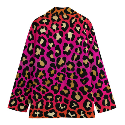 Orange And Purple Leopard Print Women's Blazer