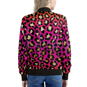 Orange And Purple Leopard Print Women's Bomber Jacket