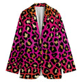 Orange And Purple Leopard Print Women's Cotton Blazer