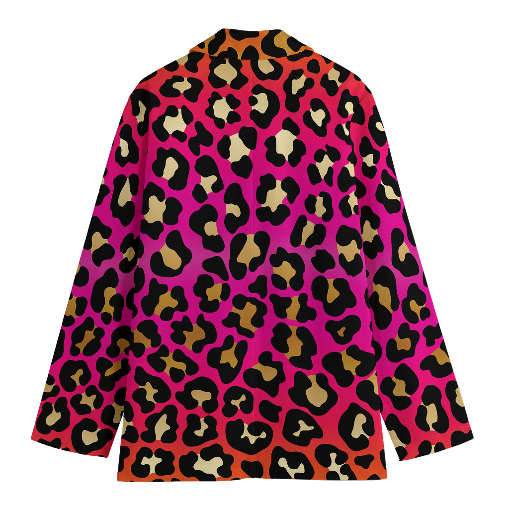 Orange And Purple Leopard Print Women's Cotton Blazer