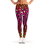 Orange And Purple Leopard Print Women's Leggings