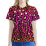 Orange And Purple Leopard Print Women's Polo Shirt