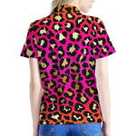 Orange And Purple Leopard Print Women's Polo Shirt