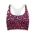 Orange And Purple Leopard Print Women's Sports Bra
