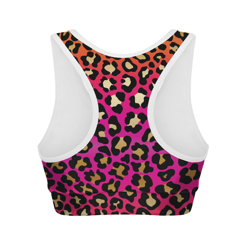Orange And Purple Leopard Print Women's Sports Bra