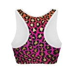Orange And Purple Leopard Print Women's Sports Bra