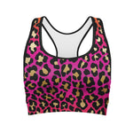 Orange And Purple Leopard Print Women's Sports Bra