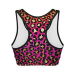 Orange And Purple Leopard Print Women's Sports Bra
