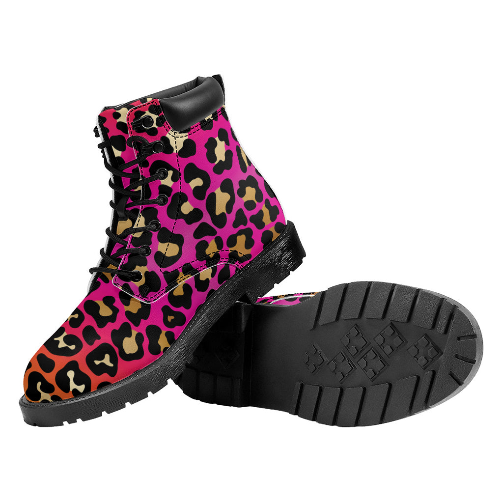 Orange And Purple Leopard Print Work Boots
