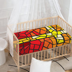 Orange And Red Stained Glass Cross Print Baby Crib Sheet