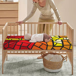 Orange And Red Stained Glass Cross Print Baby Crib Sheet