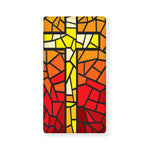 Orange And Red Stained Glass Cross Print Baby Crib Sheet