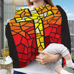 Orange And Red Stained Glass Cross Print Baby Seat Cover