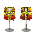 Orange And Red Stained Glass Cross Print Bar Stool Covers