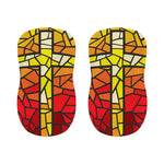 Orange And Red Stained Glass Cross Print Bar Stool Covers