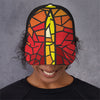 Orange And Red Stained Glass Cross Print Baseball Cap