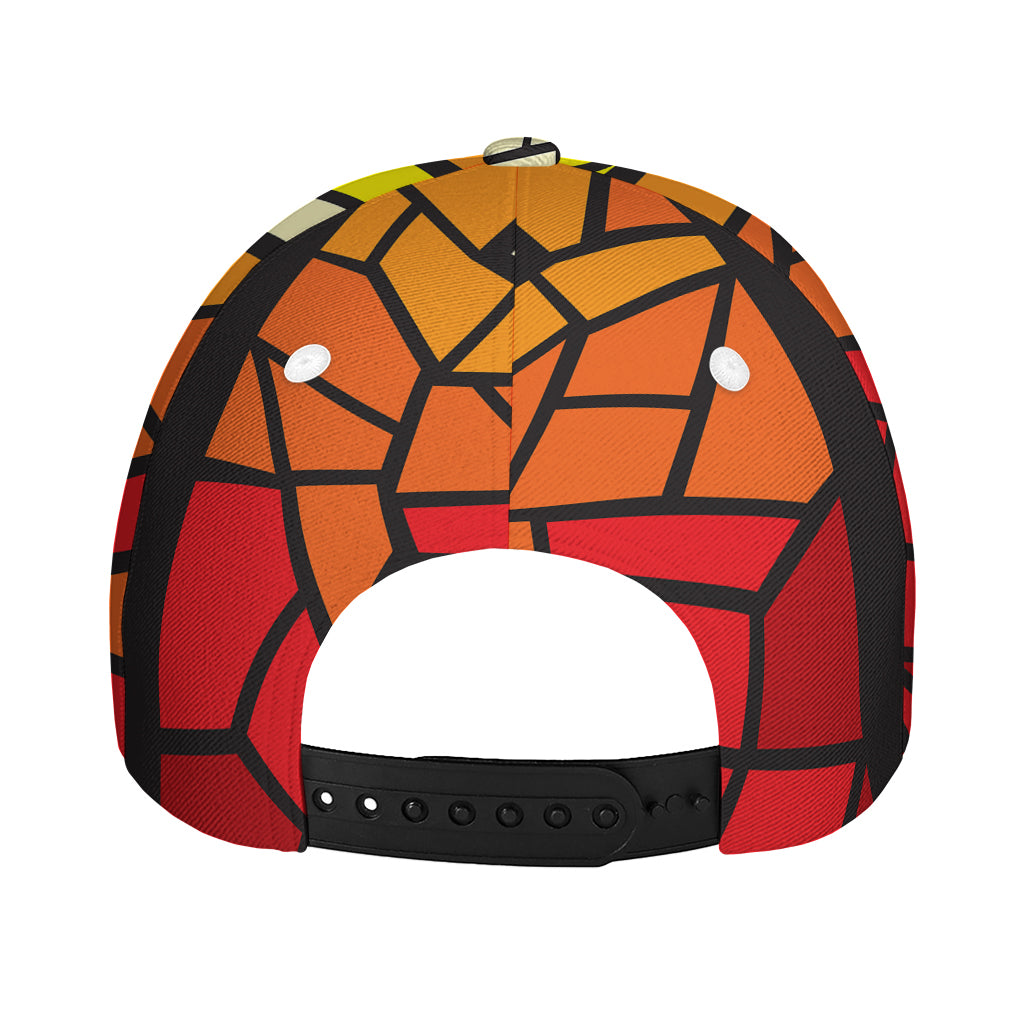 Orange And Red Stained Glass Cross Print Baseball Cap