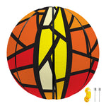 Orange And Red Stained Glass Cross Print Basketball