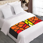 Orange And Red Stained Glass Cross Print Bed Runner