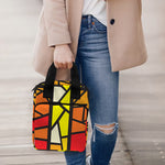 Orange And Red Stained Glass Cross Print Bible Tote Bag