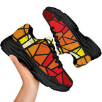 Orange And Red Stained Glass Cross Print Black Chunky Shoes