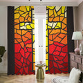 Orange And Red Stained Glass Cross Print Dimout Pencil Pleat Curtains