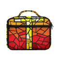 Orange And Red Stained Glass Cross Print Briefcase Bible Bag