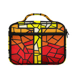 Orange And Red Stained Glass Cross Print Briefcase Bible Bag