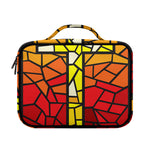 Orange And Red Stained Glass Cross Print Briefcase Bible Bag