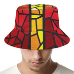 Orange And Red Stained Glass Cross Print Bucket Hat