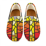 Orange And Red Stained Glass Cross Print Casual Shoes