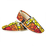 Orange And Red Stained Glass Cross Print Casual Shoes