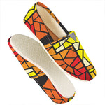 Orange And Red Stained Glass Cross Print Casual Shoes