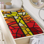 Orange And Red Stained Glass Cross Print Changing Pad Cover