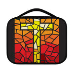Orange And Red Stained Glass Cross Print Classic Bible Case