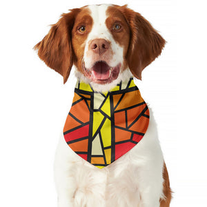 Orange And Red Stained Glass Cross Print Dog Bandana