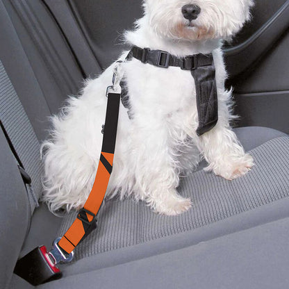 Orange And Red Stained Glass Cross Print Dog Seat Belt