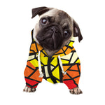 Orange And Red Stained Glass Cross Print Dog Zip Up Hoodie
