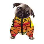 Orange And Red Stained Glass Cross Print Dog Zip Up Jacket